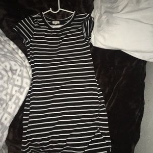 black and white striped dress